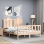 Bed frame with solid wood headboard 140x200 cm by , Beds and slatted bases - Ref: Foro24-3192296, Price: 141,46 €, Discount: %