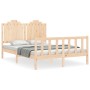 Bed frame with solid wood headboard 140x200 cm by , Beds and slatted bases - Ref: Foro24-3192296, Price: 141,46 €, Discount: %