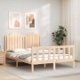 Bed frame with solid wood headboard 140x200 cm by , Beds and slatted bases - Ref: Foro24-3192296, Price: 141,46 €, Discount: %