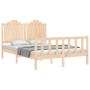 Bed frame with solid wood headboard 140x200 cm by , Beds and slatted bases - Ref: Foro24-3192296, Price: 141,46 €, Discount: %