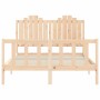 Bed frame with solid wood headboard 140x200 cm by , Beds and slatted bases - Ref: Foro24-3192296, Price: 141,46 €, Discount: %