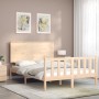 Double bed frame with solid wood headboard by , Beds and slatted bases - Ref: Foro24-3193376, Price: 175,18 €, Discount: %