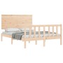 Double bed frame with solid wood headboard by , Beds and slatted bases - Ref: Foro24-3193376, Price: 175,18 €, Discount: %