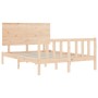 Double bed frame with solid wood headboard by , Beds and slatted bases - Ref: Foro24-3193376, Price: 175,18 €, Discount: %