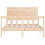 Double bed frame with solid wood headboard by , Beds and slatted bases - Ref: Foro24-3193376, Price: 175,18 €, Discount: %