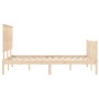 Double bed frame with solid wood headboard by , Beds and slatted bases - Ref: Foro24-3193376, Price: 175,18 €, Discount: %