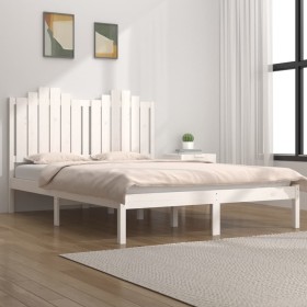 Estructura de cama de madera maciza de pino blanca 140x200 cm de , Camas y somieres - Ref: Foro24-3103779, Precio: 144,99 €, ...