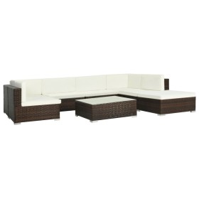 8-teiliges Gartenmöbel-Set und braune synthetische Rattankissen von vidaXL, Gartensets - Ref: Foro24-44609, Preis: 795,99 €, ...