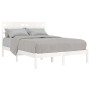 Estructura de cama de madera maciza blanca 135x190 cm de , Camas y somieres - Ref: Foro24-3104194, Precio: 141,01 €, Descuent...