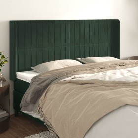 Headboard with dark green velvet ears 183x16x118/128cm by , Headboards and footboards - Ref: Foro24-3119881, Price: 128,96 €,...