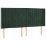 Headboard with dark green velvet ears 183x16x118/128cm by , Headboards and footboards - Ref: Foro24-3119881, Price: 128,96 €,...