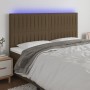 Kopfteil mit LED-Leuchten aus dunkelbraunem Stoff, 160 x 5 x 118/128 cm von , Kopf- und Fußteile - Ref: Foro24-3122671, Preis...