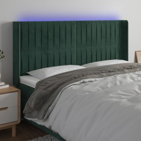 Cabecero con LED de terciopelo verde oscuro 163x16x118/128 cm de , Cabeceros y pies de cama - Ref: Foro24-3124343, Precio: 12...