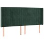 Dark green velvet headboard with LED 203x16x118/128 cm by , Headboards and footboards - Ref: Foro24-3124355, Price: 145,47 €,...