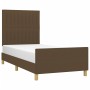 Dark brown fabric bed frame with headboard 90x200 cm by , Beds and slatted bases - Ref: Foro24-3125190, Price: 139,96 €, Disc...