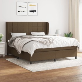 Cama box spring con colchón tela marrón oscuro 160x200 cm de , Camas y somieres - Ref: Foro24-3127976, Precio: 595,99 €, Desc...