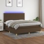 Box spring bed mattress LED lights dark brown fabric 180x200cm by , Beds and slatted bases - Ref: Foro24-3135616, Price: 625,...