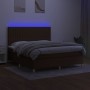 Box spring bed mattress LED lights dark brown fabric 180x200cm by , Beds and slatted bases - Ref: Foro24-3135616, Price: 625,...