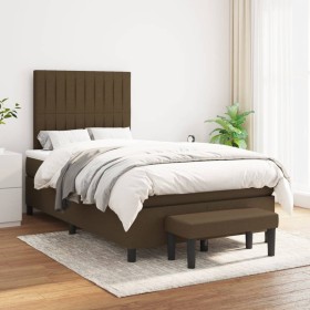 Box spring bed with dark brown fabric mattress 120x200 cm by , Beds and slatted bases - Ref: Foro24-3136744, Price: 465,84 €,...