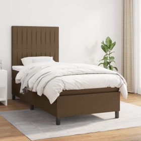 Cama box spring con colchón tela marrón oscuro 80x200 cm de , Camas y somieres - Ref: Foro24-3141892, Precio: 312,89 €, Descu...