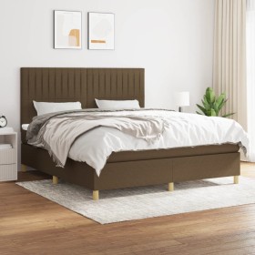 Cama box spring con colchón tela marrón oscuro 180x200 cm de , Camas y somieres - Ref: Foro24-3142516, Precio: 612,26 €, Desc...