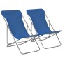 Folding beach chairs 2 units steel and blue oxford fabric by vidaXL, Garden chairs - Ref: Foro24-44358, Price: 74,23 €, Disco...