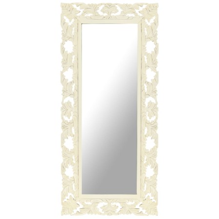 Hand-carved solid white mango wood mirror 110x50 cm by , Mirrors - Ref: Foro24-321643, Price: 111,99 €, Discount: %