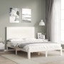 White solid wood bed frame with headboard 140x200 cm by , Beds and slatted bases - Ref: Foro24-3193662, Price: 156,43 €, Disc...