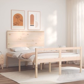 Bed for seniors with solid wood headboard by , Beds and slatted bases - Ref: Foro24-3195456, Price: 175,73 €, Discount: %