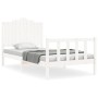 White solid wood bed frame with headboard 100x200 cm by , Beds and slatted bases - Ref: Foro24-3192287, Price: 147,04 €, Disc...