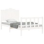 White solid wood bed frame with headboard 100x200 cm by , Beds and slatted bases - Ref: Foro24-3192287, Price: 147,04 €, Disc...