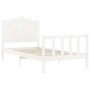 White solid wood bed frame with headboard 100x200 cm by , Beds and slatted bases - Ref: Foro24-3192287, Price: 147,04 €, Disc...