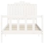 White solid wood bed frame with headboard 100x200 cm by , Beds and slatted bases - Ref: Foro24-3192287, Price: 147,04 €, Disc...