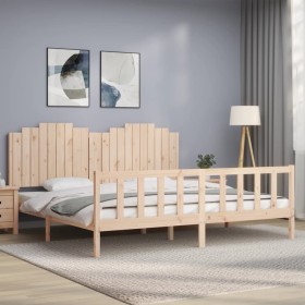 Estructura de cama con cabecero madera maciza 200x200 cm de , Camas y somieres - Ref: Foro24-3192316, Precio: 178,99 €, Descu...