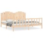 Bed frame with solid wood headboard 200x200 cm by , Beds and slatted bases - Ref: Foro24-3192316, Price: 178,99 €, Discount: %