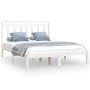 White solid wood bed frame 135x190 cm by , Beds and slatted bases - Ref: Foro24-3105226, Price: 126,99 €, Discount: %