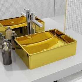 Lavabo 41x30x12 cm cerámica dorado de vidaXL, Lavabos - Ref: Foro24-143496, Precio: 91,99 €, Descuento: %