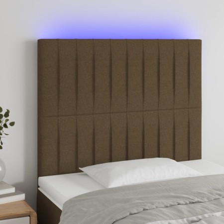 Kopfteil mit LED-Leuchten aus dunkelbraunem Stoff, 100 x 5 x 118/128 cm von , Kopf- und Fußteile - Ref: Foro24-3122655, Preis...