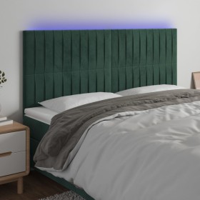 Cabecero con luces LED terciopelo verde oscuro 180x5x118/128 cm de , Cabeceros y pies de cama - Ref: Foro24-3122725, Precio: ...