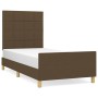 Dark brown fabric bed frame with headboard 80x200 cm by , Beds and slatted bases - Ref: Foro24-3125012, Price: 154,28 €, Disc...