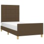 Dark brown fabric bed frame with headboard 80x200 cm by , Beds and slatted bases - Ref: Foro24-3125012, Price: 154,08 €, Disc...