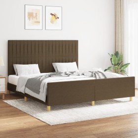 Bed frame with headboard in brown fabric 160x200 cm by , Beds and slatted bases - Ref: Foro24-3125230, Price: 222,99 €, Disco...