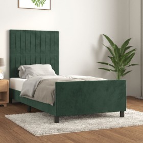 Dark green velvet bed frame with headboard 80x200 cm by , Beds and slatted bases - Ref: Foro24-3125846, Price: 132,99 €, Disc...