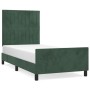 Dark green velvet bed frame with headboard 90x190 cm by , Beds and slatted bases - Ref: Foro24-3125852, Price: 154,17 €, Disc...