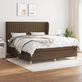 Cama box spring con colchón tela marrón oscuro 180x200 cm de , Camas y somieres - Ref: Foro24-3128704, Precio: 636,91 €, Desc...