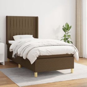 Cama box spring con colchón tela marrón oscuro 90x200 cm de , Camas y somieres - Ref: Foro24-3132124, Precio: 361,99 €, Descu...