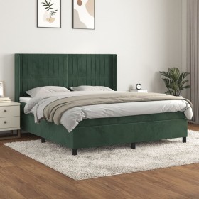 Cama box spring con colchón terciopelo verde oscuro 180x200 cm de , Camas y somieres - Ref: Foro24-3132816, Precio: 647,50 €,...