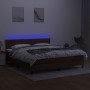 Box spring bed mattress LED lights dark brown fabric 160x200cm by , Beds and slatted bases - Ref: Foro24-3133328, Price: 496,...