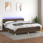 Cama box spring con colchón LED tela marrón oscuro 160x200 cm de , Camas y somieres - Ref: Foro24-3133728, Precio: 496,63 €, ...