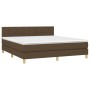 Cama box spring con colchón LED tela marrón oscuro 160x200 cm de , Camas y somieres - Ref: Foro24-3133728, Precio: 496,63 €, ...